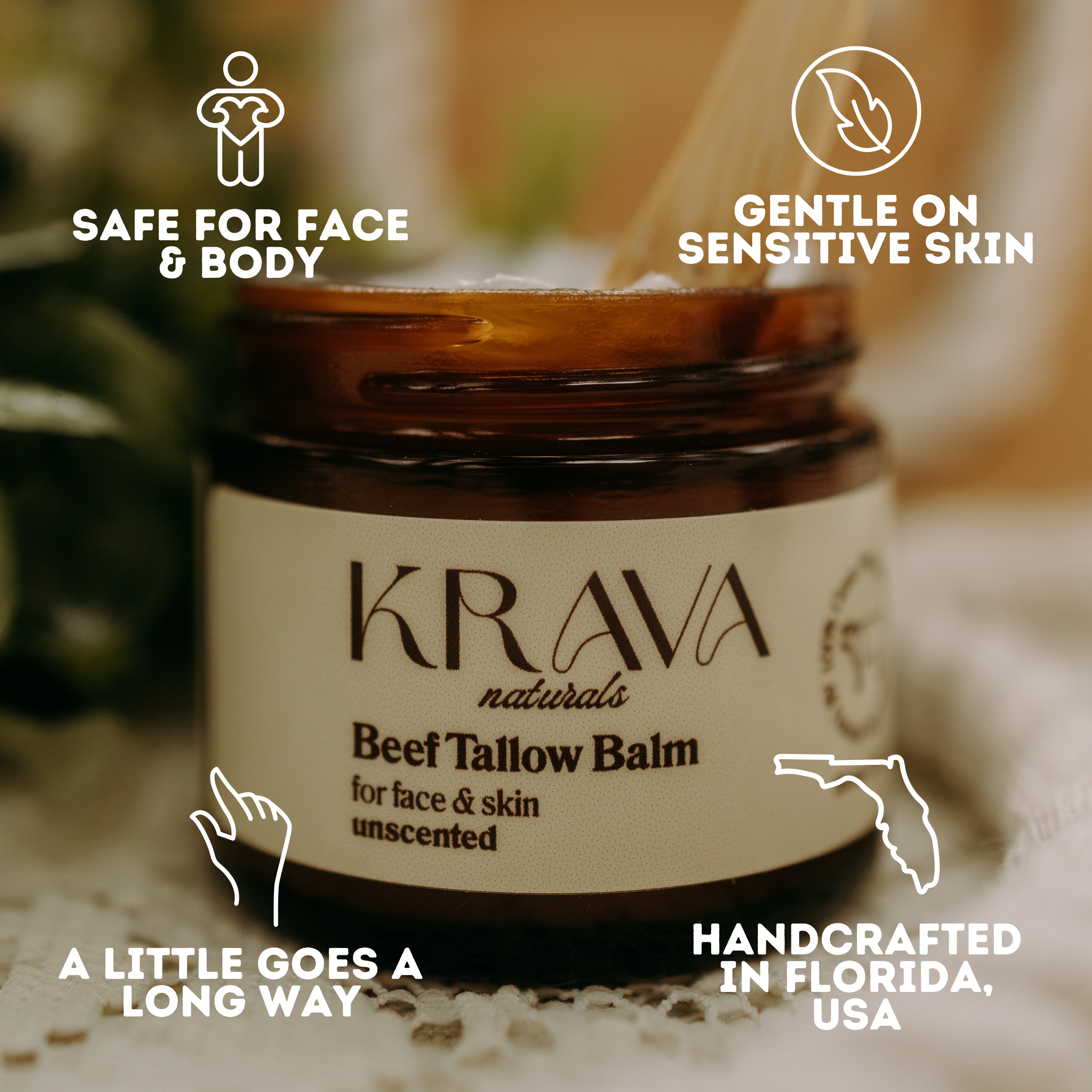 Unscented Whipped Beef Tallow Balm 2 oz